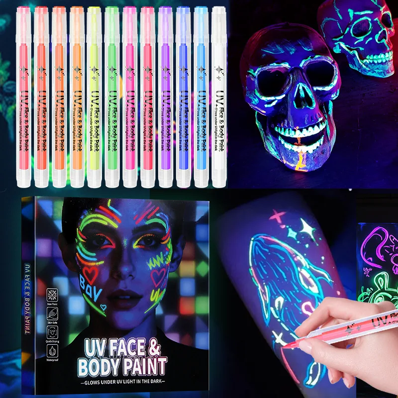 Glow in The Dark Face Paint Markers, UV Neon Body Paint Pens, Waterproof & Skin-Safe Blacklight Tattoo Markers, Washable
Glow in The Dark Face Paint Markers, UV Neon Body Paint Pens, Waterproof & Skin-Safe Blacklight Tattoo Markers, Washable