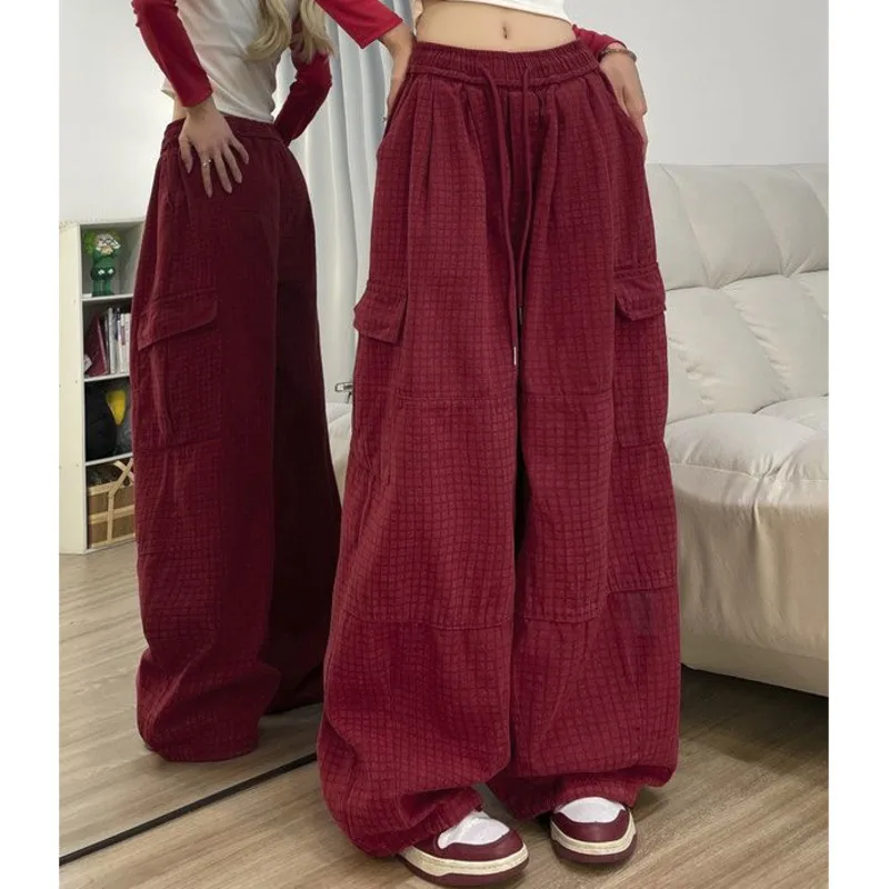 American Style Casual Cargo Loose High Waist Wide Leg Pants Y2k Black Red Trousers Streetwear Trendy Clothes
American Style Casual Cargo Loose High Waist Wide Leg Pants Y2k Black Red Trousers Streetwear Trendy Clothes