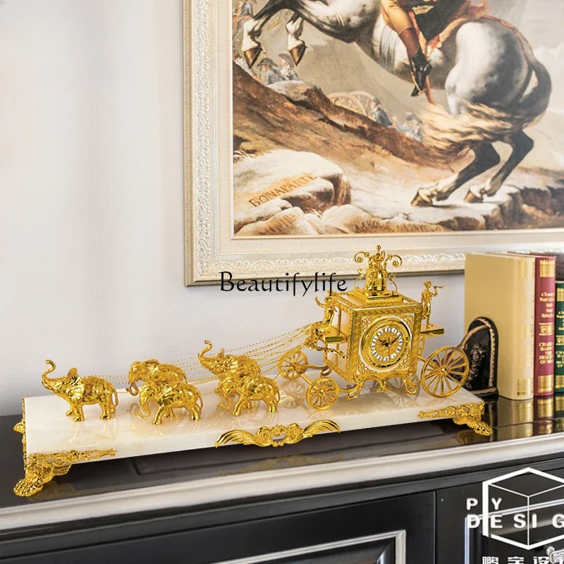 yj5European-Style Pure Copper Elephant Trolley Desk Clock Living Room Entrance Villa Golden Desk Clock
yj5European-Style Pure Copper Elephant Trolley Desk Clock Living Room Entrance Villa Golden Desk Clock