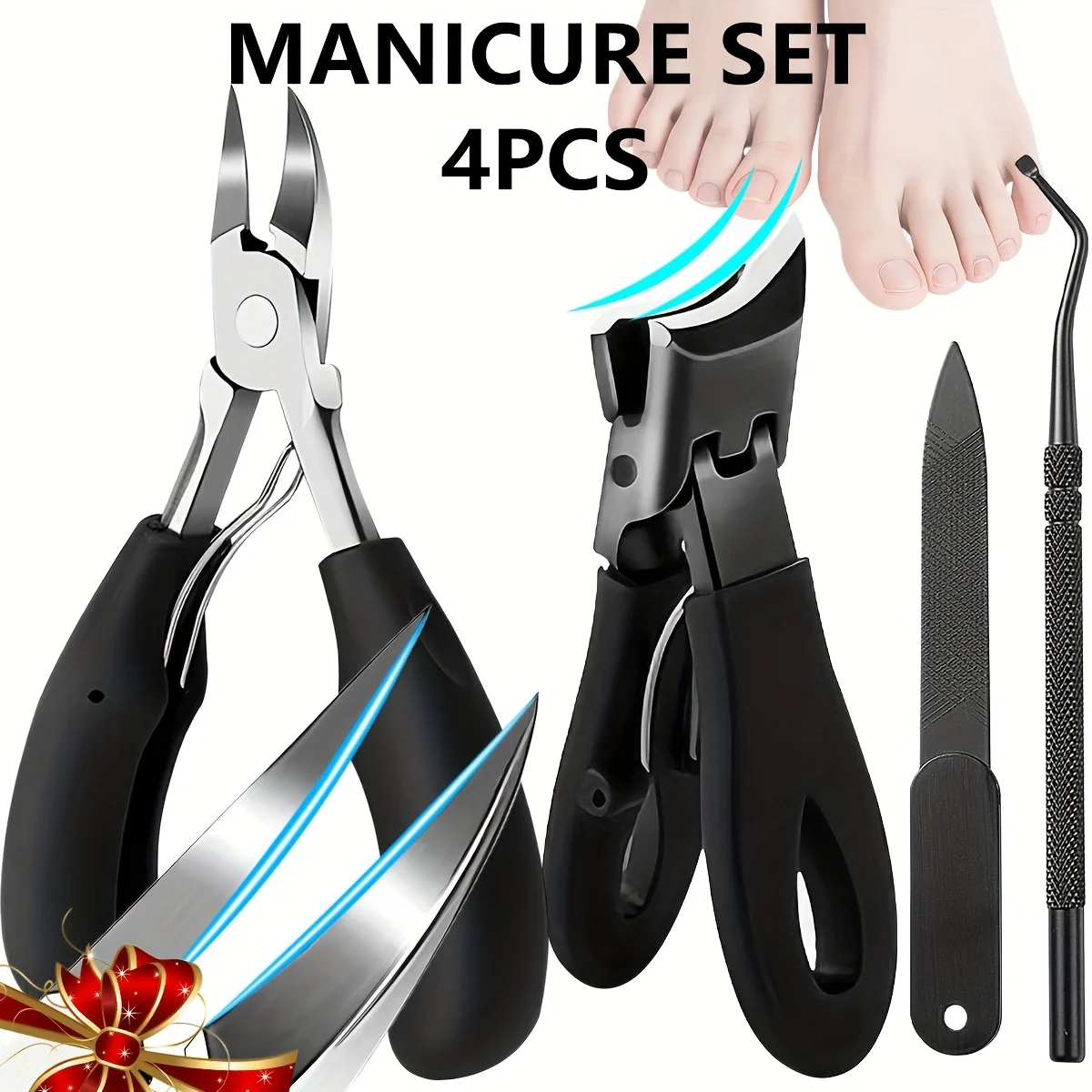 4-piece stainless steel nail trimming tool set - nail clippers and nail clippers with nail files - classic black handle
4-piece stainless steel nail trimming tool set - nail clippers and nail clippers with nail files - classic black handle