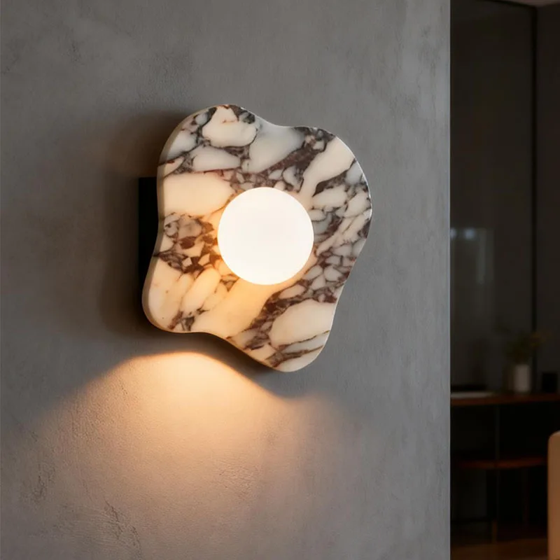 Art Deco Marble Wall Sconce | Creative Stone & Glass Ball Light Fixture for Hotel and Home Interior Design
Art Deco Marble Wall Sconce | Creative Stone & Glass Ball Light Fixture for Hotel and Home Interior Design
