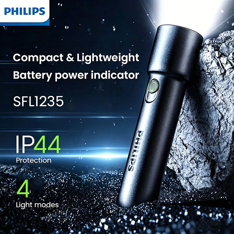 Фонарик Philips SFL1235 Mini: 4 режима, перезаряжаемый, для экстренных ситуаций на улице, мощный свет, с индикатором заряда батареи
Фонарик Philips SFL1235 Mini: 4 режима, перезаряжаемый, для экстренных ситуаций на улице, мощный свет, с индикатором заряда батареи