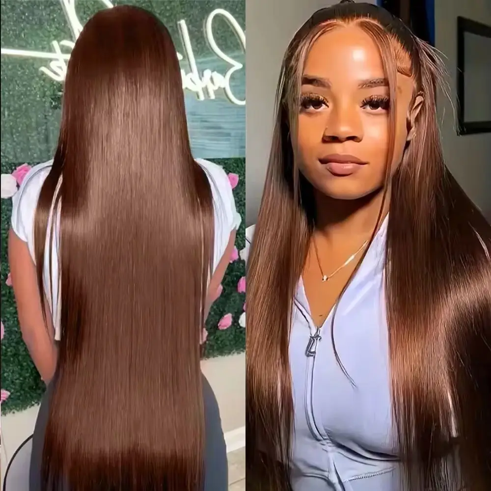 #4 Chocolate Brown Bone Straight Human Hair Wig 13x6 Lace Frontal Natural Human Hair Wigs 200% Density 30 40 Inch Wigs for Women
#4 Chocolate Brown Bone Straight Human Hair Wig 13x6 Lace Frontal Natural Human Hair Wigs 200% Density 30 40 Inch Wigs for Women