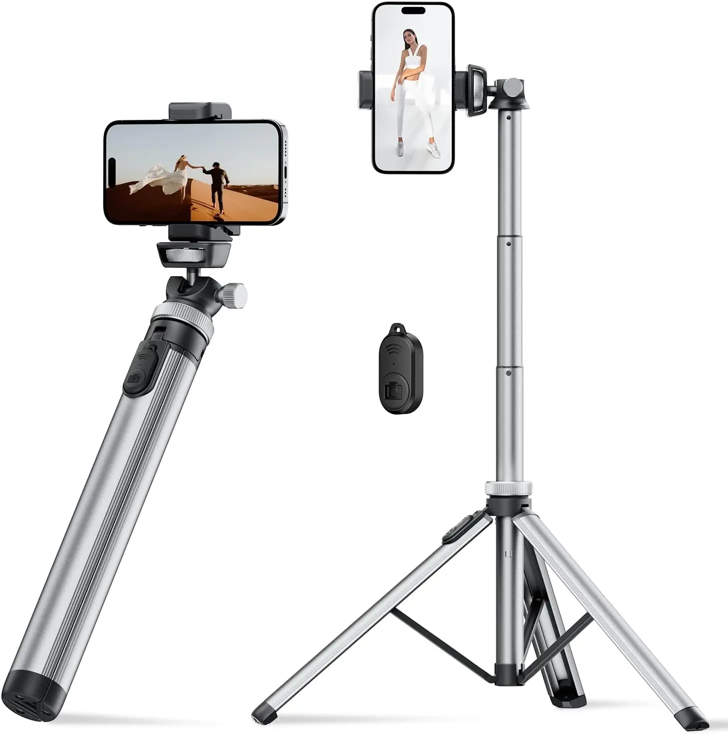 67" Extendable Phone Tripod with Remote, Lightweight Aluminum Stand for iPhone & Android Cameras
67" Extendable Phone Tripod with Remote, Lightweight Aluminum Stand for iPhone & Android Cameras