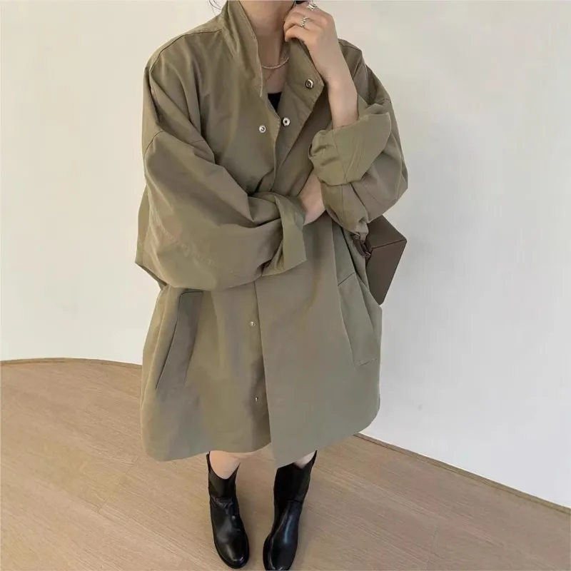 manteau long Korean autumn fashion top simple retro semi high neck loose casual long sleeved windbreaker coats women's jacket
manteau long Korean autumn fashion top simple retro semi high neck loose casual long sleeved windbreaker coats women's jacket