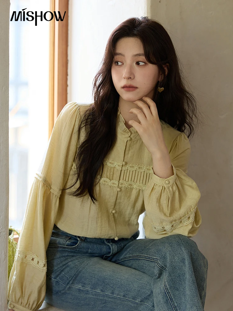 MISHOW Light Yellow Linen Solid Shirt 2025 Autumn Splicing Lace Hollow Sleeves Shirts Stand Collar Top Office Lady MXE42X1976
MISHOW Light Yellow Linen Solid Shirt 2025 Autumn Splicing Lace Hollow Sleeves Shirts Stand Collar Top Office Lady MXE42X1976