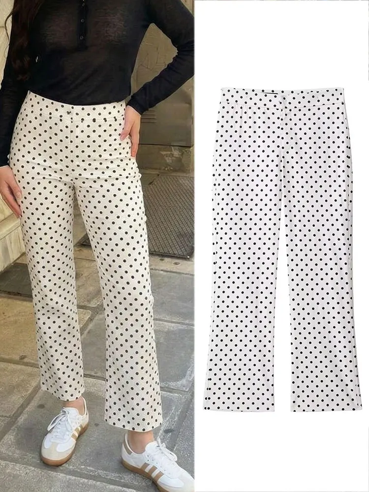 HH Women Elegant High Waist Polka Dot Pant Zipper Fly Wide Leg Pants Trousers Spring Woman Casual Office Lady Chic Flare Pants
HH Women Elegant High Waist Polka Dot Pant Zipper Fly Wide Leg Pants Trousers Spring Woman Casual Office Lady Chic Flare Pants