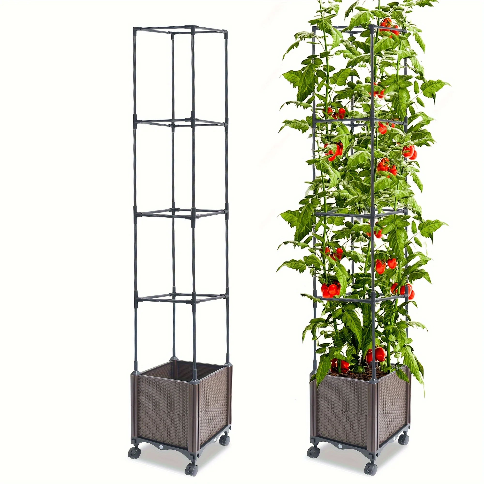 Tomato Planting Cage with Elevated Garden Bed, 11.8" x 11.8" x 62.2" Wheeled Trellis Planter Outdoor Patio Greenhouse Gardening
Tomato Planting Cage with Elevated Garden Bed, 11.8" x 11.8" x 62.2" Wheeled Trellis Planter Outdoor Patio Greenhouse Gardening