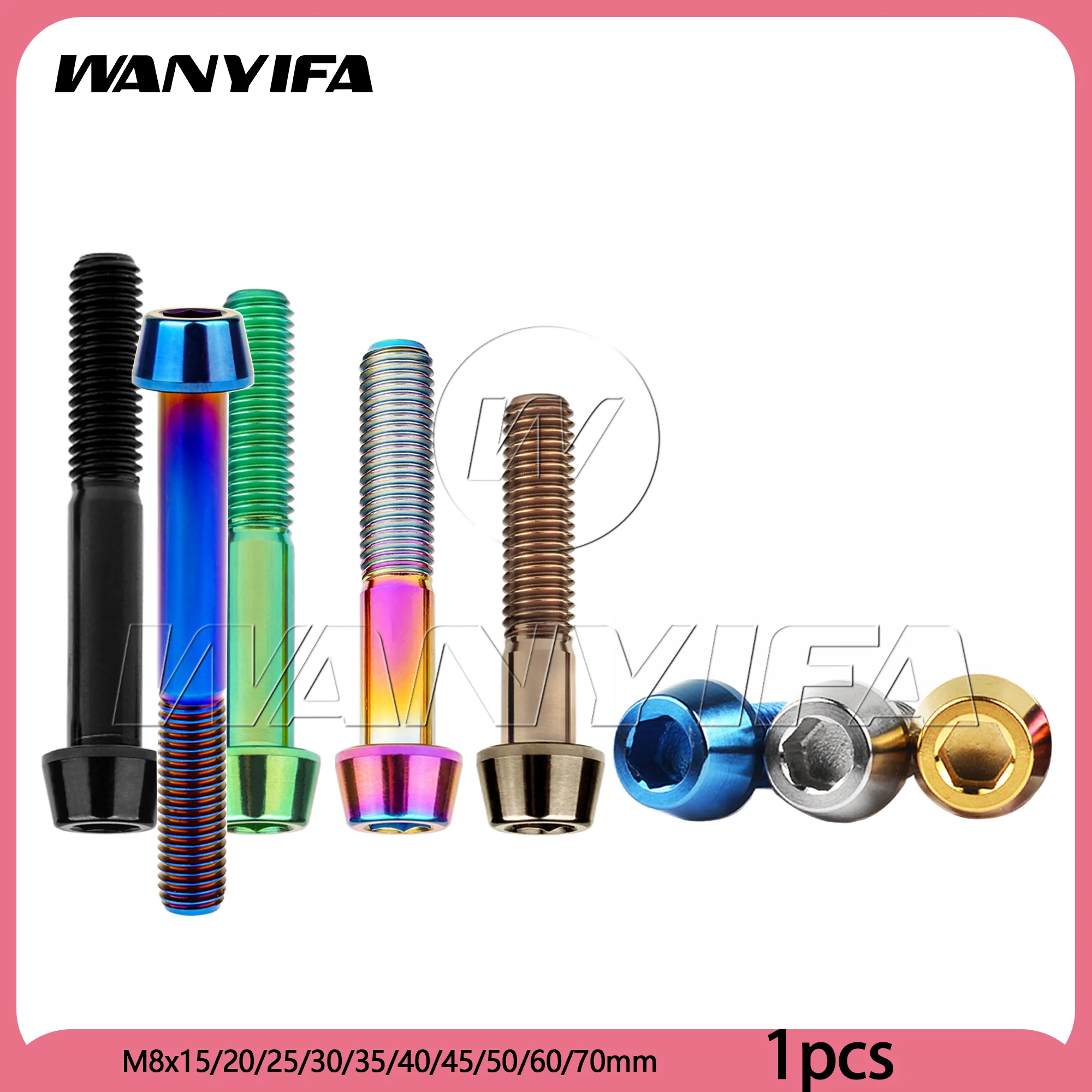 Wanyifa Titanium Bolt M8x15/20/25/30/35/40/45/50/60/70mm DIN912 Taper Hex Allen Head Screws Fasteners
Wanyifa Titanium Bolt M8x15/20/25/30/35/40/45/50/60/70mm DIN912 Taper Hex Allen Head Screws Fasteners
