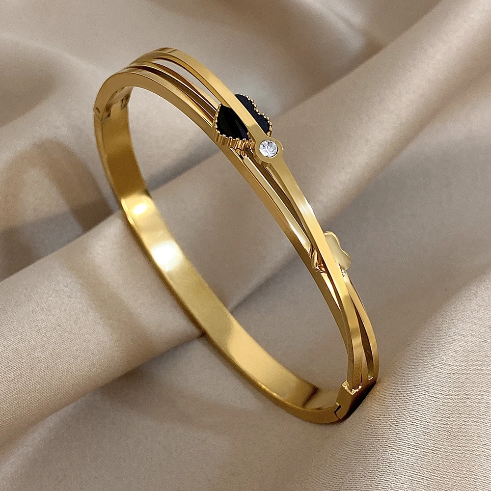 Elegant Exquisite Zircon Stainless Steel Heart Open Bangle Bracelet for Women Multilayer Hollow Wide Bangle Female Jewelry Gift
Elegant Exquisite Zircon Stainless Steel Heart Open Bangle Bracelet for Women Multilayer Hollow Wide Bangle Female Jewelry Gift