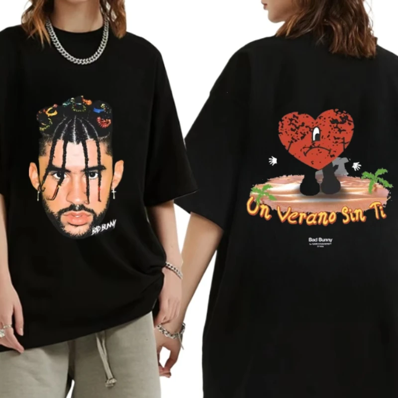 Rapper Bad Bunny Un Verano Sin Ti Album Graphic Print T-shirt Men Women Fashion Hip Hop Oversized Tshirt Male Vintage Streetwear 
Rapper Bad Bunny Un Verano Sin Ti Album Graphic Print T-shirt Men Women Fashion Hip Hop Oversized Tshirt Male Vintage Streetwear