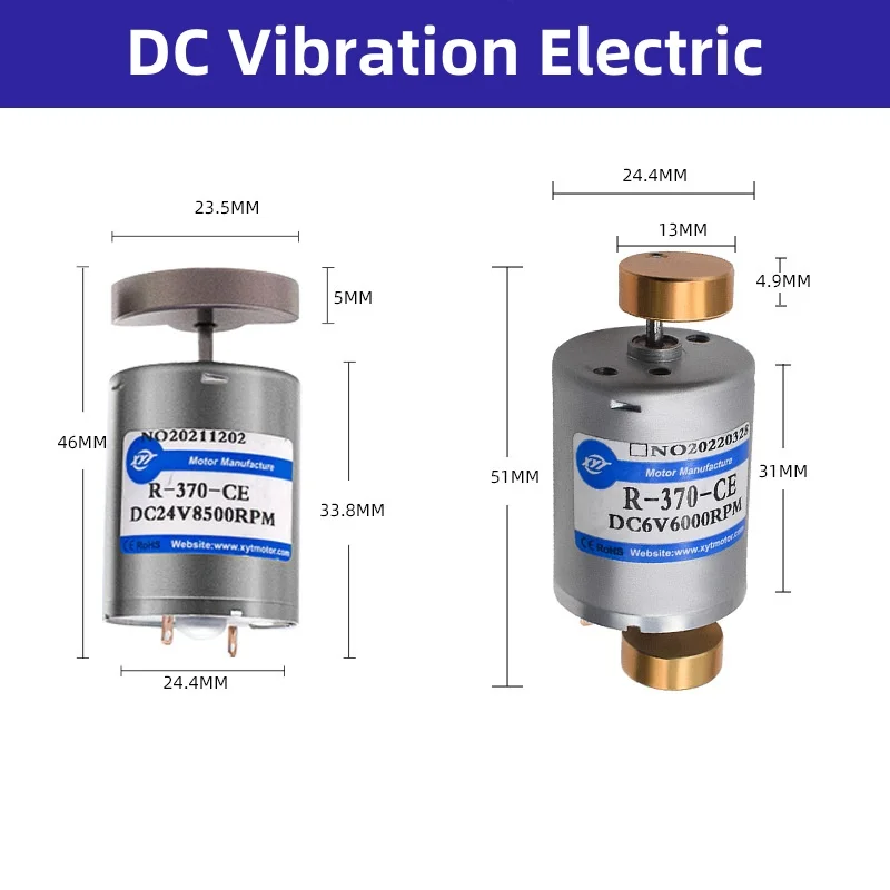 370 Vibration Motor Single Outlet Shaft 12v Dual Outlet Shaft 24v Micro DC Massager Vibration Motor
370 Vibration Motor Single Outlet Shaft 12v Dual Outlet Shaft 24v Micro DC Massager Vibration Motor