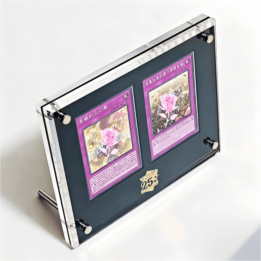 2-Slot 25th Anniversary YuGiOh Card Brick Display Stand Blue-Eyes White Dragon Dark Magician Black Card Holder No Cards Included
2-Slot 25th Anniversary YuGiOh Card Brick Display Stand Blue-Eyes White Dragon Dark Magician Black Card Holder No Cards Included