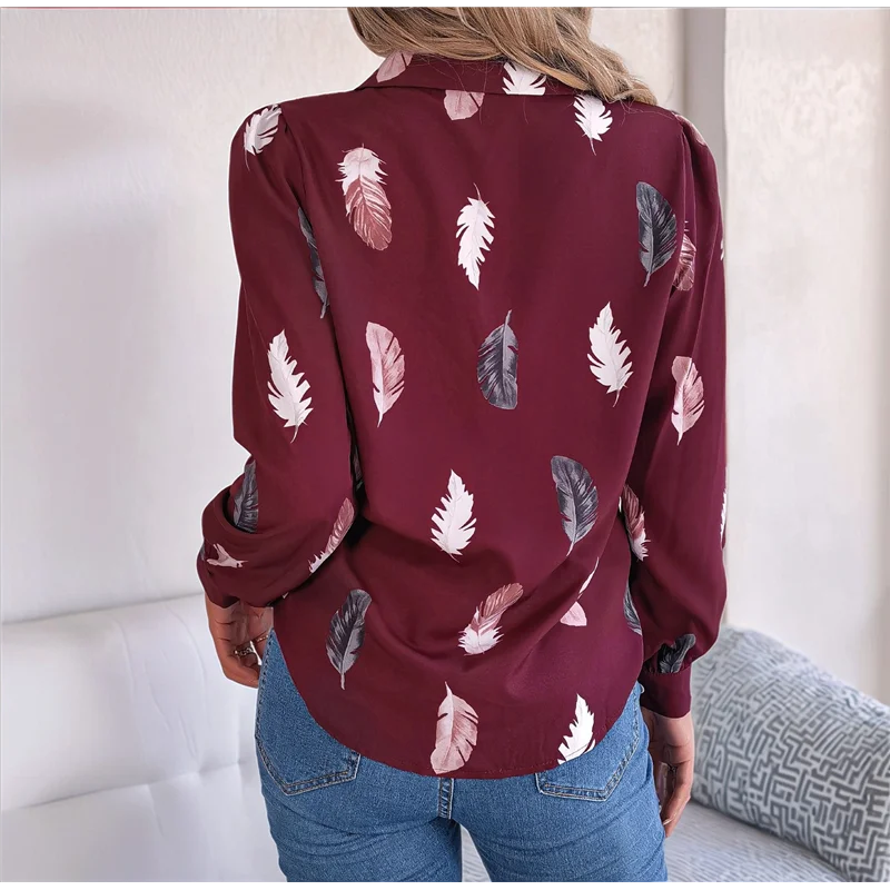 CGS-Blouse For Women Long Sleeve Casual Work Shirt Elegant Printed Lapel Loose Fit Tunic Office Wear Top 
CGS-Blouse For Women Long Sleeve Casual Work Shirt Elegant Printed Lapel Loose Fit Tunic Office Wear Top