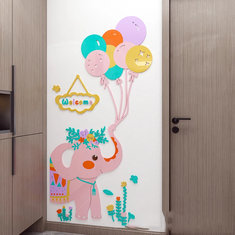 Cartoon Balloon Small Pink Elephant 3D Three-Dimensional Acrylic Custom Children's Room Bedroom Living Room Decoration Stickers
Cartoon Balloon Small Pink Elephant 3D Three-Dimensional Acrylic Custom Children's Room Bedroom Living Room Decoration Stickers