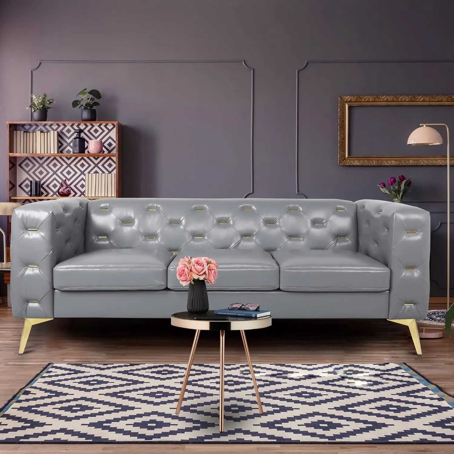 Chesterfield Sofa, Modern Seater Accent Leather Couch with Square Arms and Button, Metal Legs for Living Room, Office, Bedroom
Chesterfield Sofa, Modern Seater Accent Leather Couch with Square Arms and Button, Metal Legs for Living Room, Office, Bedroom