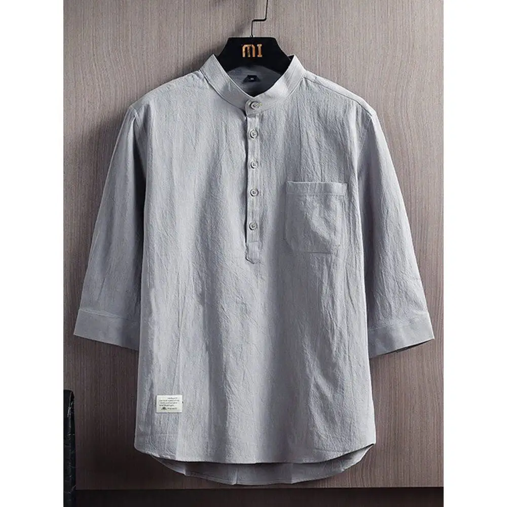 Loose Fit Linen irt Men's Stand Collar Casual Seven Sve Cotton Linen Material 7 Pure Cotton Jaet Ci Walk Spring Thin
Loose Fit Linen irt Men's Stand Collar Casual Seven Sve Cotton Linen Material 7 Pure Cotton Jaet Ci Walk Spring Thin