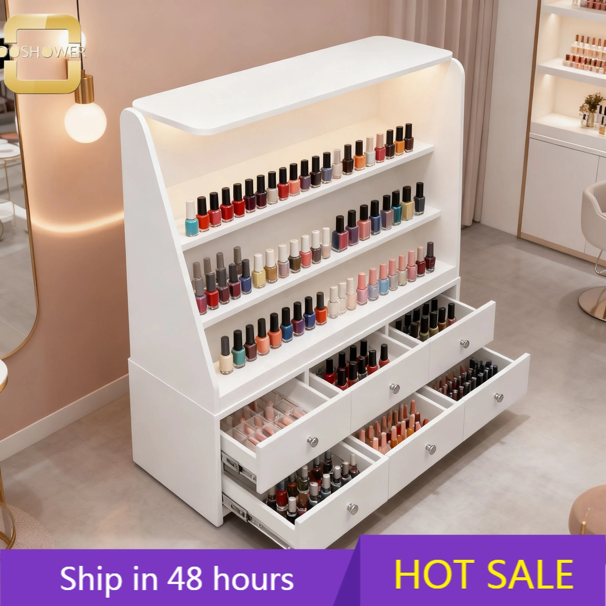 YTYIN White Modern Nail Art Tools Display Rack with Strong Storage Space for Nail Polish for Nail Art Salon Customized Furniture
YTYIN White Modern Nail Art Tools Display Rack with Strong Storage Space for Nail Polish for Nail Art Salon Customized Furniture