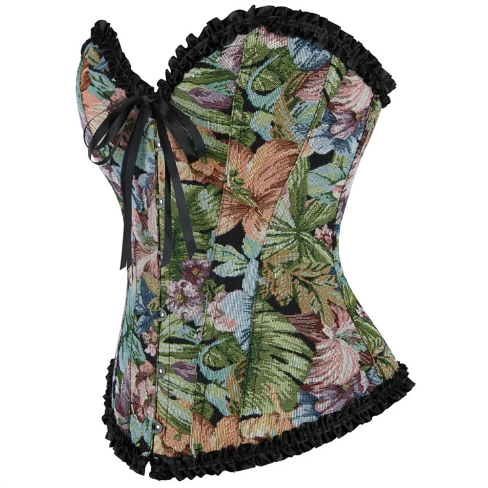 Women’s Vintage Palace Corset, Painting Jacquard Boned Bustier, Ruffled Lace Slimming Shapewear Top
Women’s Vintage Palace Corset, Painting Jacquard Boned Bustier, Ruffled Lace Slimming Shapewear Top