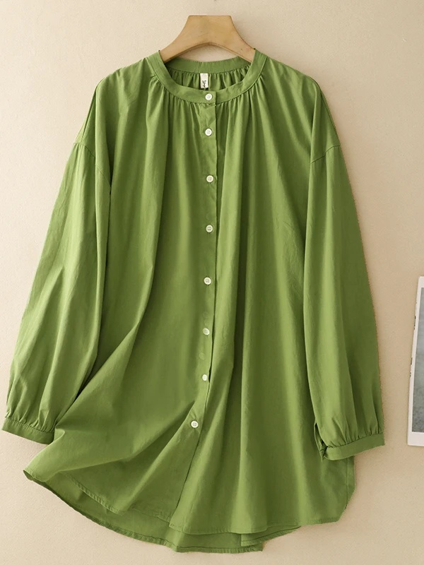 Женская свободная универсальная блузка-рубашка средней длины из хлопка и льна с длинным рукавом и круглым вырезом, цвет авокадо
Женская свободная универсальная блузка-рубашка средней длины из хлопка и льна с длинным рукавом и круглым вырезом, цвет авокадо