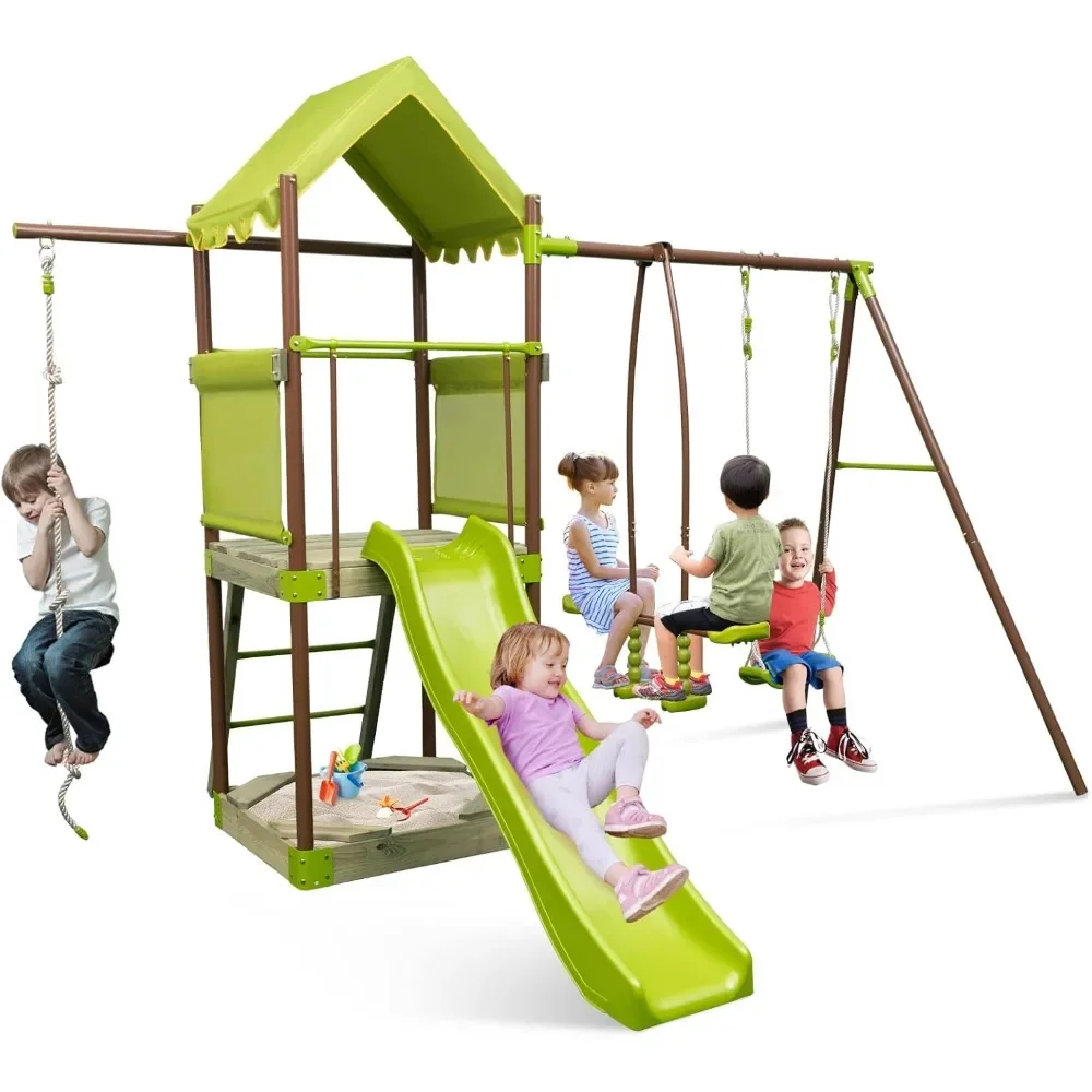 Swing Sets for Backyard, 7-in-1 Heavy Duty Metal Swing Set Glider and Swing, Outdoor Playset for Playground, Gift for Kids
Swing Sets for Backyard, 7-in-1 Heavy Duty Metal Swing Set Glider and Swing, Outdoor Playset for Playground, Gift for Kids