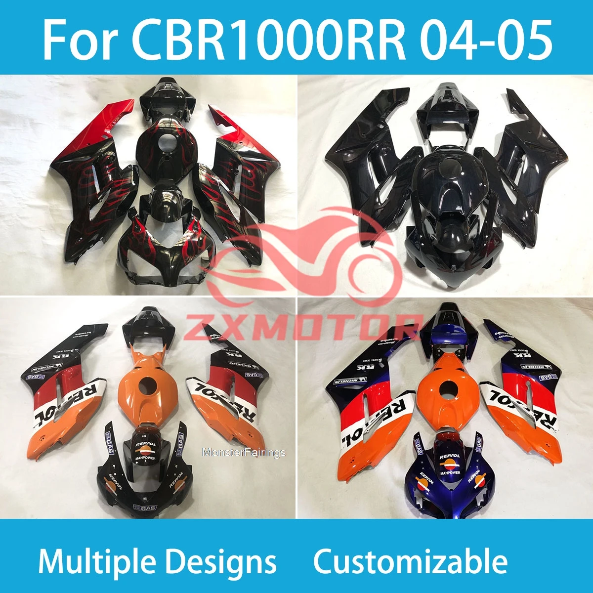 For Honda CBR 1000RR 04 05 Motorcycle Fairing Kit CBR1000RR 2004 2005 ABS Customizable Cool Bodywork Fairings
For Honda CBR 1000RR 04 05 Motorcycle Fairing Kit CBR1000RR 2004 2005 ABS Customizable Cool Bodywork Fairings