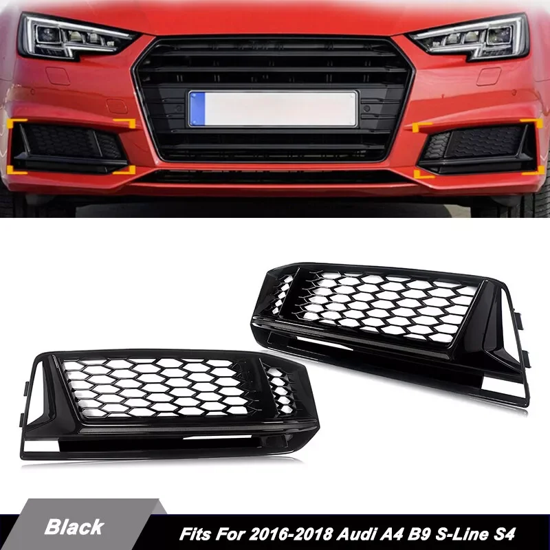 Передний бампер автомобиля, противотуманная фара, решетка для Audi A4 S4 B9 S-line 2016 2017 2018, сотовая сетка, крышка противотуманной фары, гоночная решетка
Передний бампер автомобиля, противотуманная фара, решетка для Audi A4 S4 B9 S-line 2016 2017 2018, сотовая сетка, крышка противотуманной фары, гоночная решетка