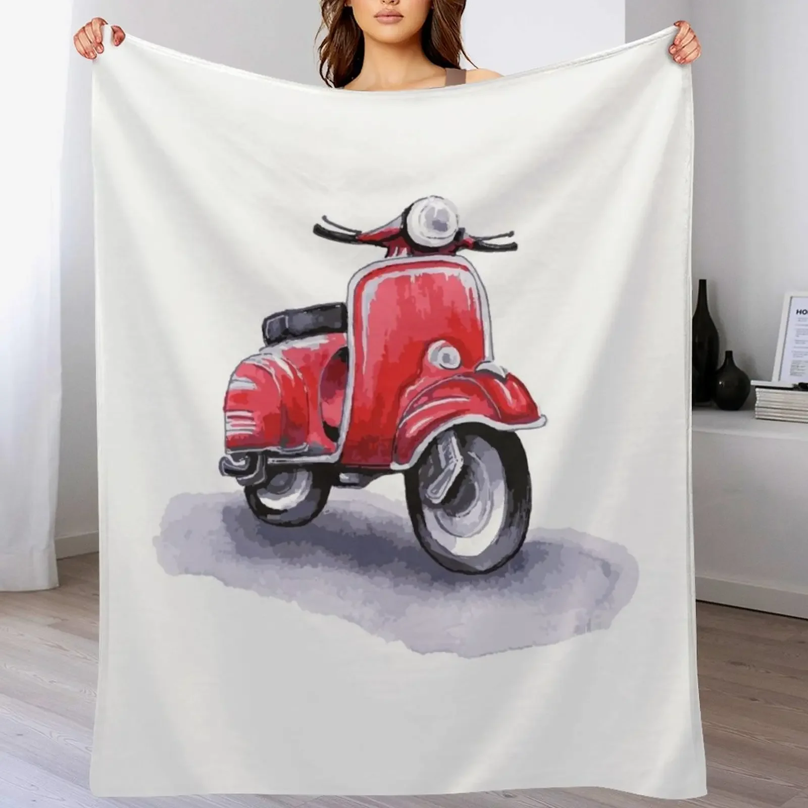Red Italian city scooter. Watercolor and graphics. Throw Blanket Soft Solid Color Blanket for Couch Bed
Red Italian city scooter. Watercolor and graphics. Throw Blanket Soft Solid Color Blanket for Couch Bed