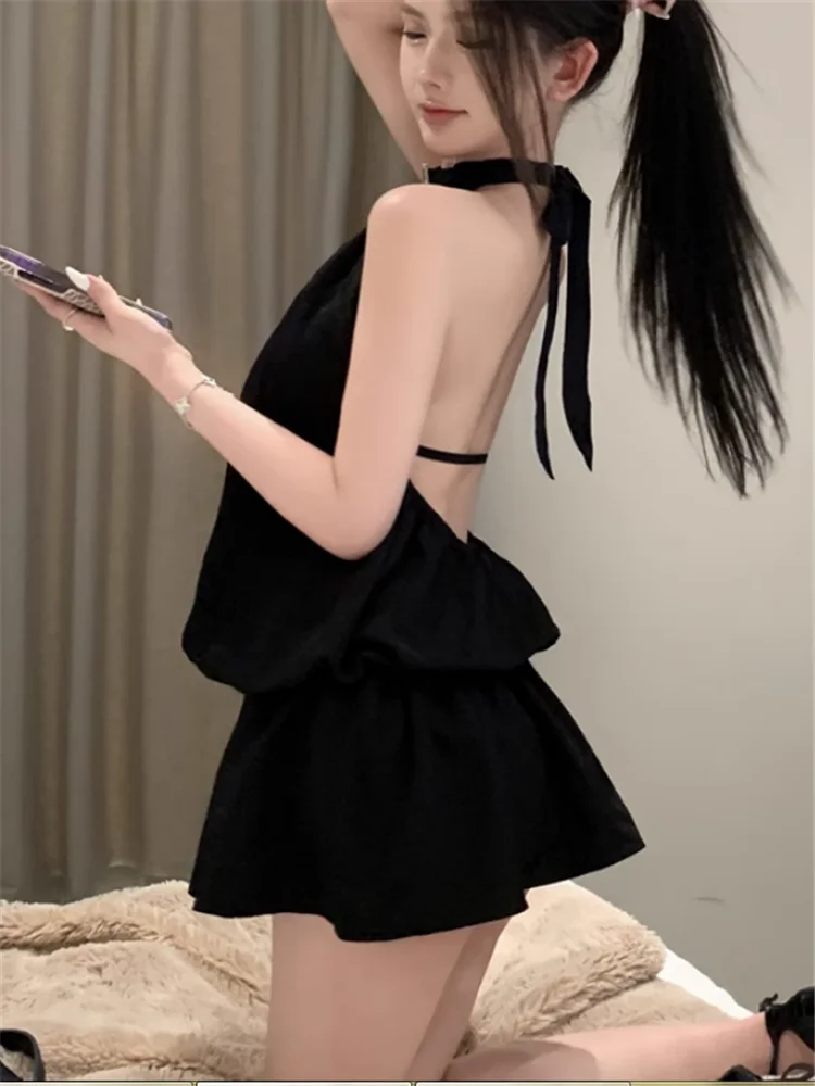 New Summer Black White Holiday Sexy Backless Mini Dress Retro Fashion Women Straps Bow Halter Short Sleeveless Slim A Line Dress
New Summer Black White Holiday Sexy Backless Mini Dress Retro Fashion Women Straps Bow Halter Short Sleeveless Slim A Line Dress