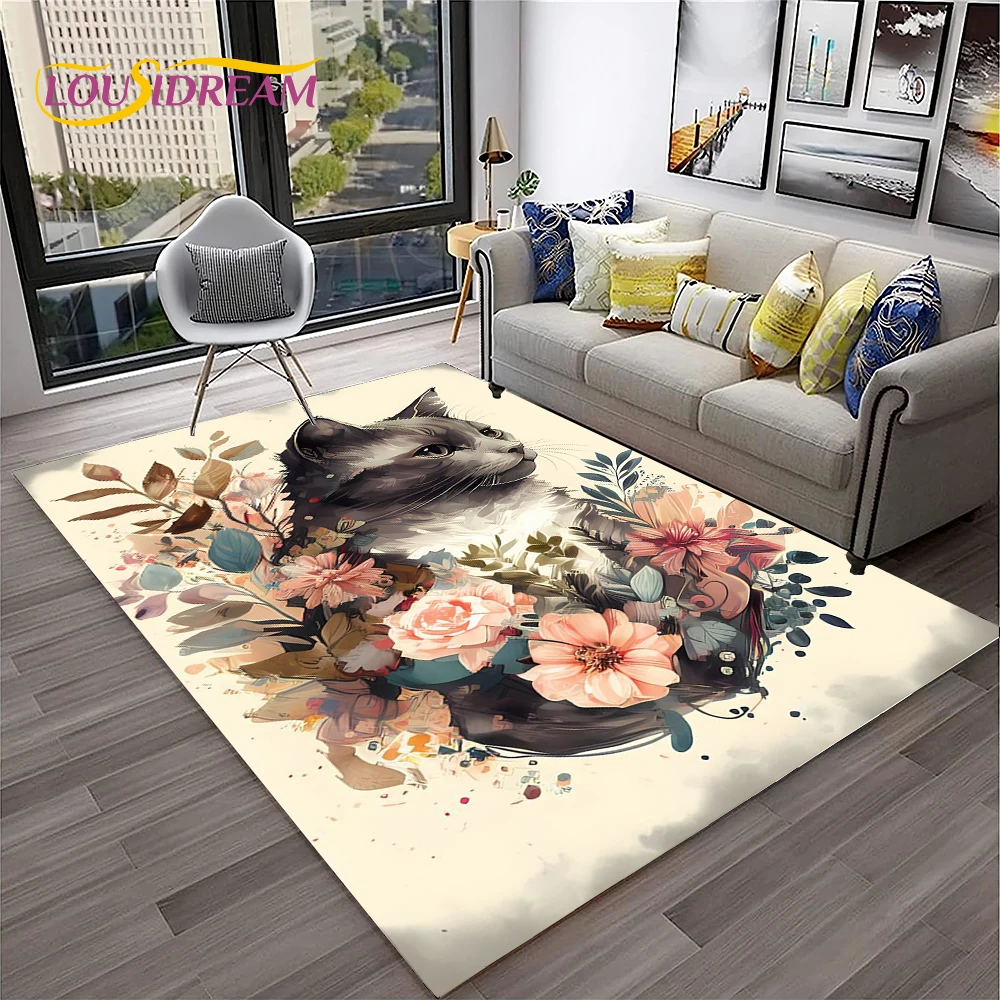 Pastoral Cartoon Cute Cat Flower Carpet Rug for Home Living Room Bedroom Sofa Doormat Decor,Kid Play Area Rug Non-slip Floor Mat
Pastoral Cartoon Cute Cat Flower Carpet Rug for Home Living Room Bedroom Sofa Doormat Decor,Kid Play Area Rug Non-slip Floor Mat