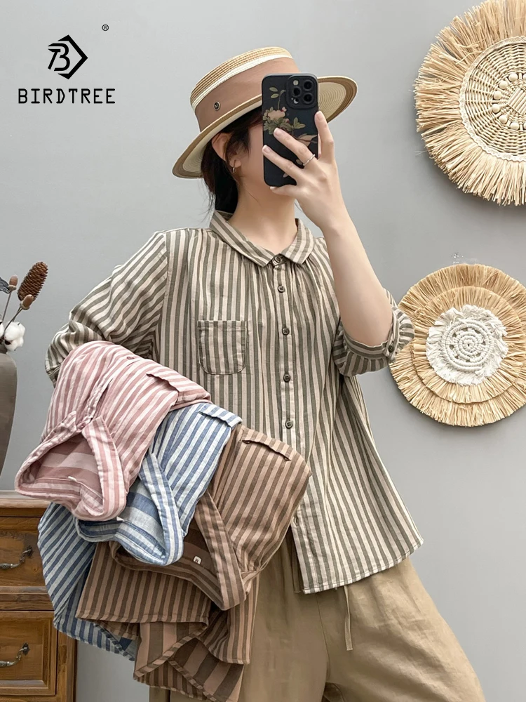 New 2025 Summer Cotton Yarn Half Sleeve Shirt, Women Turn-down Collar Striped, Mori Girl Soft Retro Casual Loose Blouse T55941CC
New 2025 Summer Cotton Yarn Half Sleeve Shirt, Women Turn-down Collar Striped, Mori Girl Soft Retro Casual Loose Blouse T55941CC