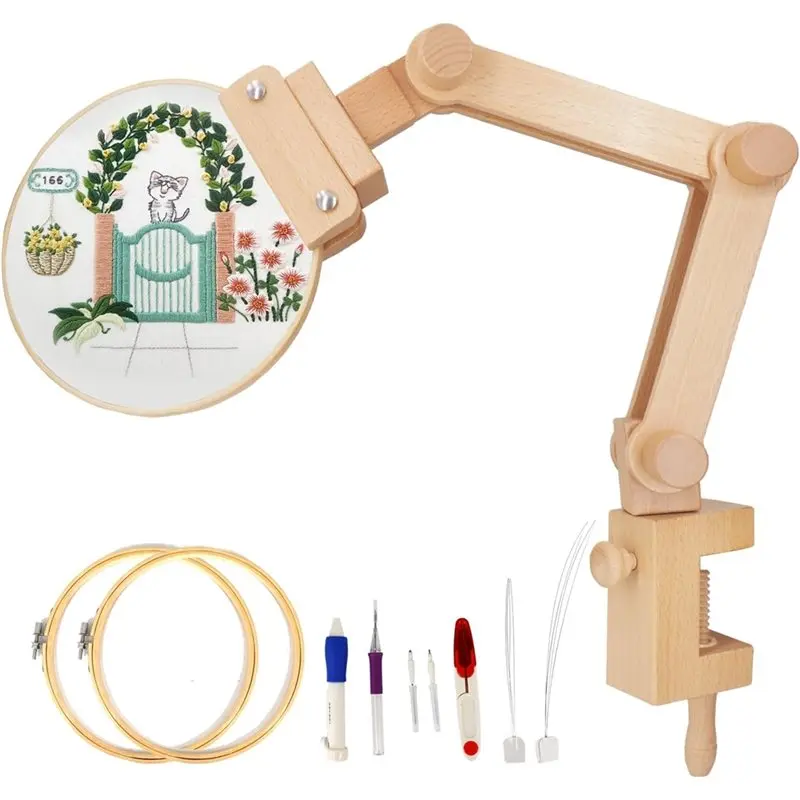 【NOW SAVE】Embroidery Hoop Stand Adjustable Embroidery Holder, Embroidery Hoop Stand With Kit And 2PCS Hoops (6Inch + 7Inch)
【NOW SAVE】Embroidery Hoop Stand Adjustable Embroidery Holder, Embroidery Hoop Stand With Kit And 2PCS Hoops (6Inch + 7Inch)