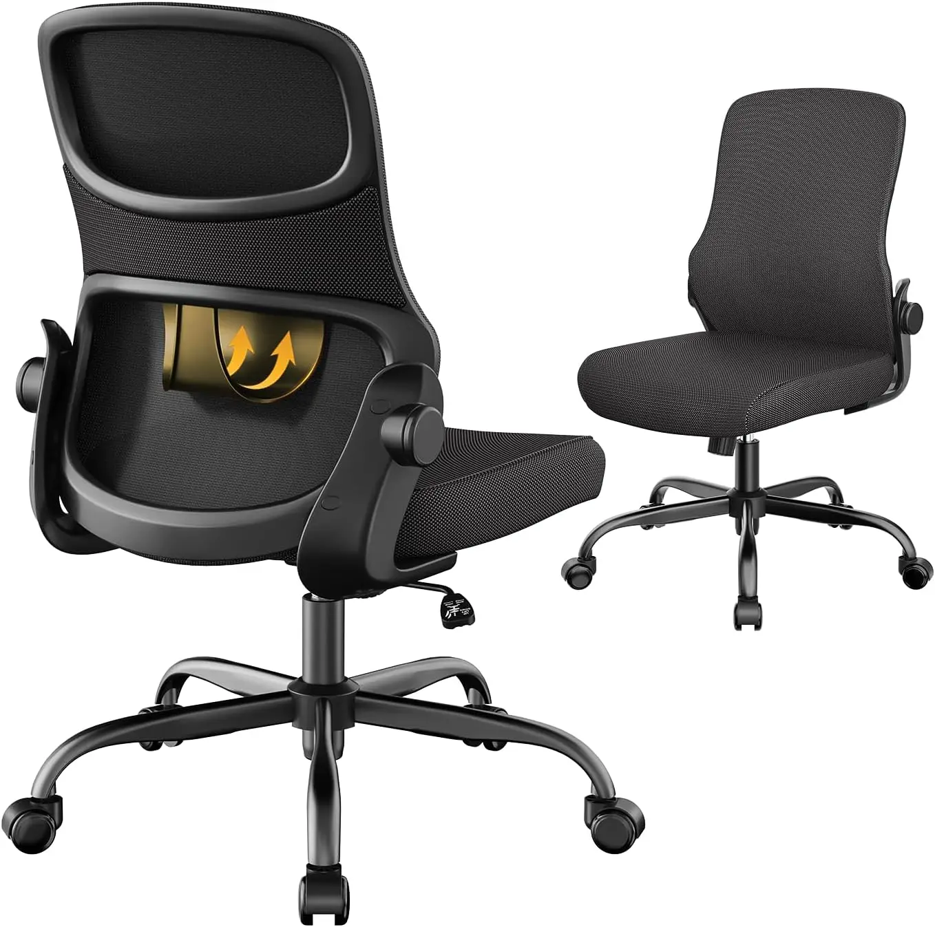 Ergonomic Mesh Office Chair with Lumbar Support, Adjustable Height, Swivel & Smooth Casters, Armless, Black
Ergonomic Mesh Office Chair with Lumbar Support, Adjustable Height, Swivel & Smooth Casters, Armless, Black