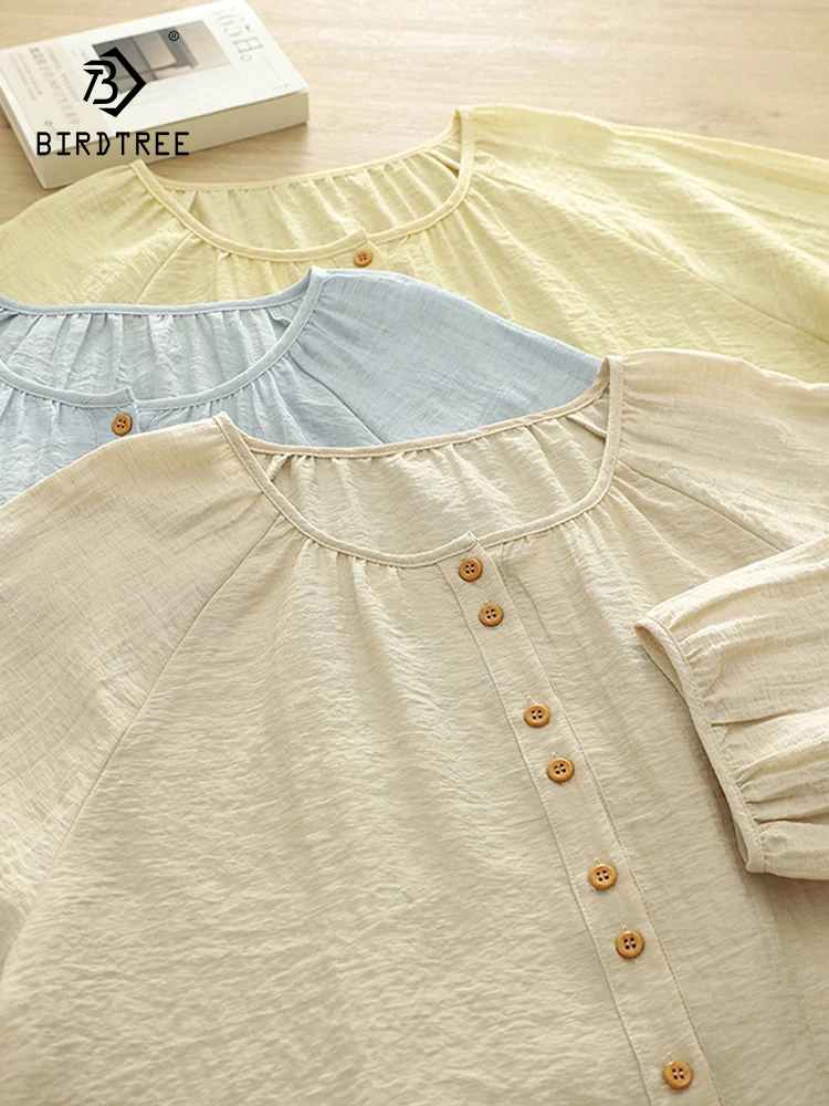 New 2025 Summer Cotton Long Sleeve Shirt, Women O Neck Solid Button, Mori Girl Preppy Style Simplicity Loose Blouse T54840CC
New 2025 Summer Cotton Long Sleeve Shirt, Women O Neck Solid Button, Mori Girl Preppy Style Simplicity Loose Blouse T54840CC