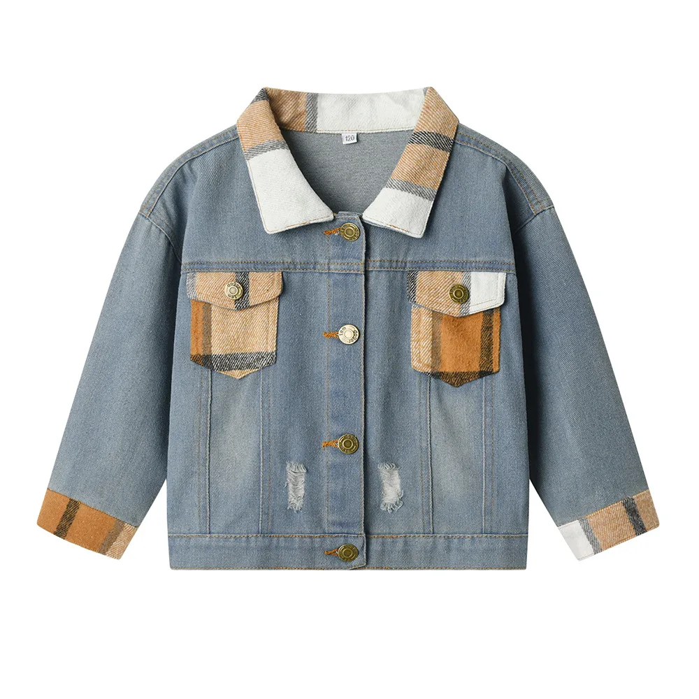 Children's Boys Girls Plaid Patchwork Ripped Denim Jacket Autumn Kid Toddler Versatile Short Neutral Long-sleeve Denim Top
Children's Boys Girls Plaid Patchwork Ripped Denim Jacket Autumn Kid Toddler Versatile Short Neutral Long-sleeve Denim Top
