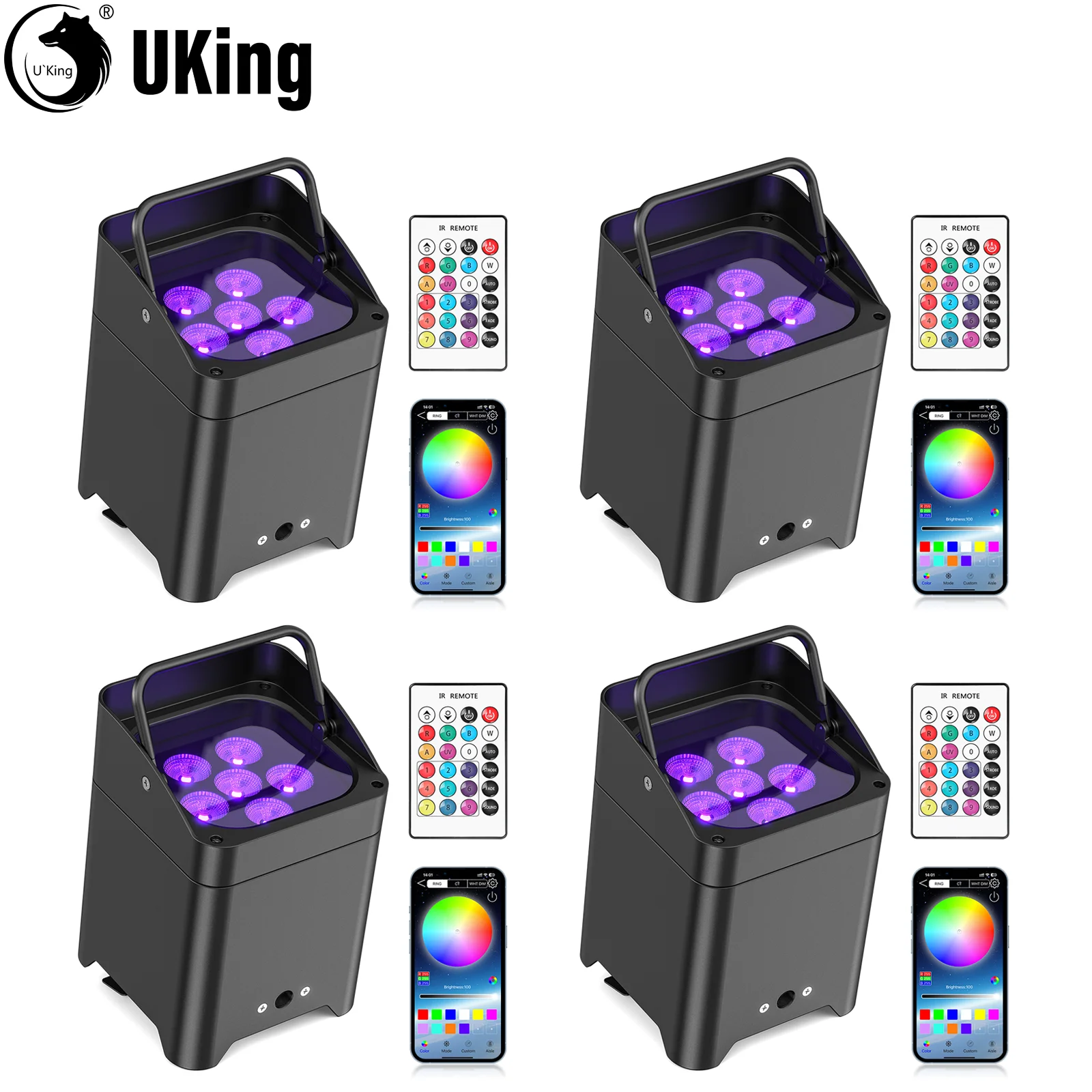 U'King 4 шт. черный беспроводной аккумулятор Par Light 18 Вт RGBWA + UV 6IN1 светодиодные бусины с приложением и дистанционным управлением сценический светильник для свадебной вечеринки, бара
U'King 4 шт. черный беспроводной аккумулятор Par Light 18 Вт RGBWA + UV 6IN1 светодиодные бусины с приложением и дистанционным управлением сценический светильник для свадебной вечеринки, бара