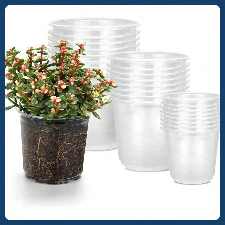 653.5 Inch Nursery Pots with Drainage, 24 Pack Nursery Pots Plants, Flexible Plastic Garden Flower Pot
653.5 Inch Nursery Pots with Drainage, 24 Pack Nursery Pots Plants, Flexible Plastic Garden Flower Pot