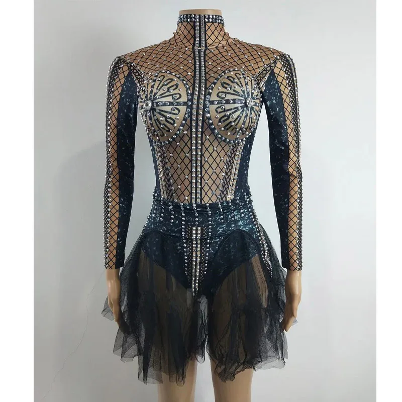Sparkly Silver Crystals Mesh Bodysuit Women Feather Leotard Party Dance Costume Celebrate Dresses Outfit Female Bar Dance Stage
Sparkly Silver Crystals Mesh Bodysuit Women Feather Leotard Party Dance Costume Celebrate Dresses Outfit Female Bar Dance Stage