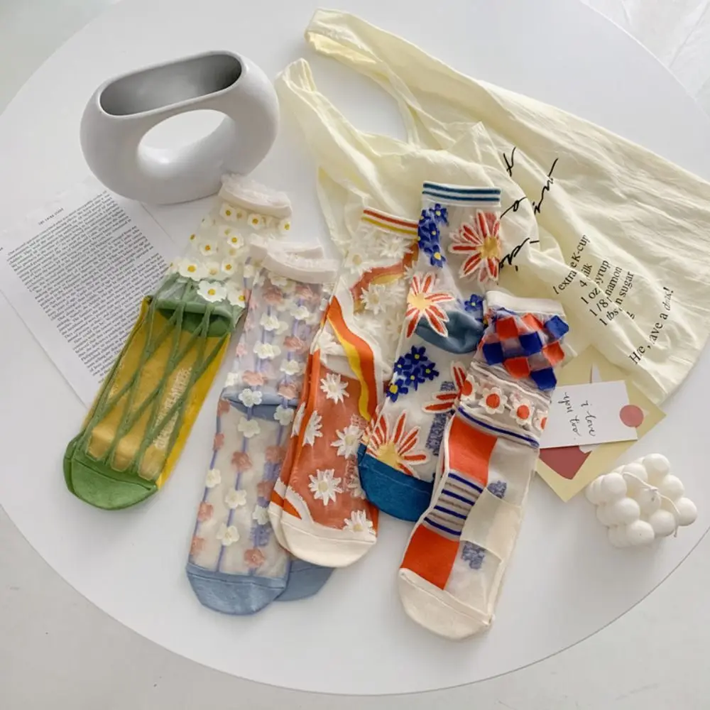 5Pairs Mesh Transparent Flower Socks Glass Silk Breathable Tulle Mid Tube Socks Ins Style Female Hosiery Sweet Socks Women Lady
5Pairs Mesh Transparent Flower Socks Glass Silk Breathable Tulle Mid Tube Socks Ins Style Female Hosiery Sweet Socks Women Lady