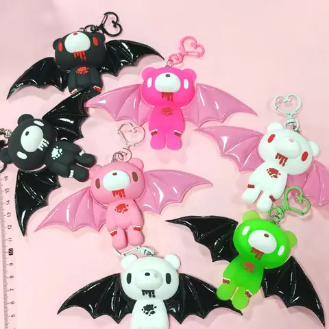 These cute bear keychains with bat wings are awesome! In colors like black, pink, white, and green,  perfect for keys or  bags