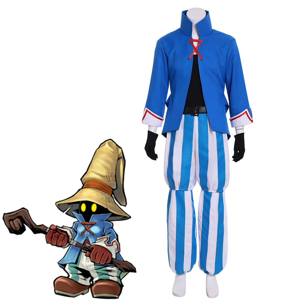 Game FFIX Vivi Ornitier Cosplay Costume For Men Fancy Blue Coat Top Striped Pants Full Set Halloween Carnival Party Battle Suit
Game FFIX Vivi Ornitier Cosplay Costume For Men Fancy Blue Coat Top Striped Pants Full Set Halloween Carnival Party Battle Suit