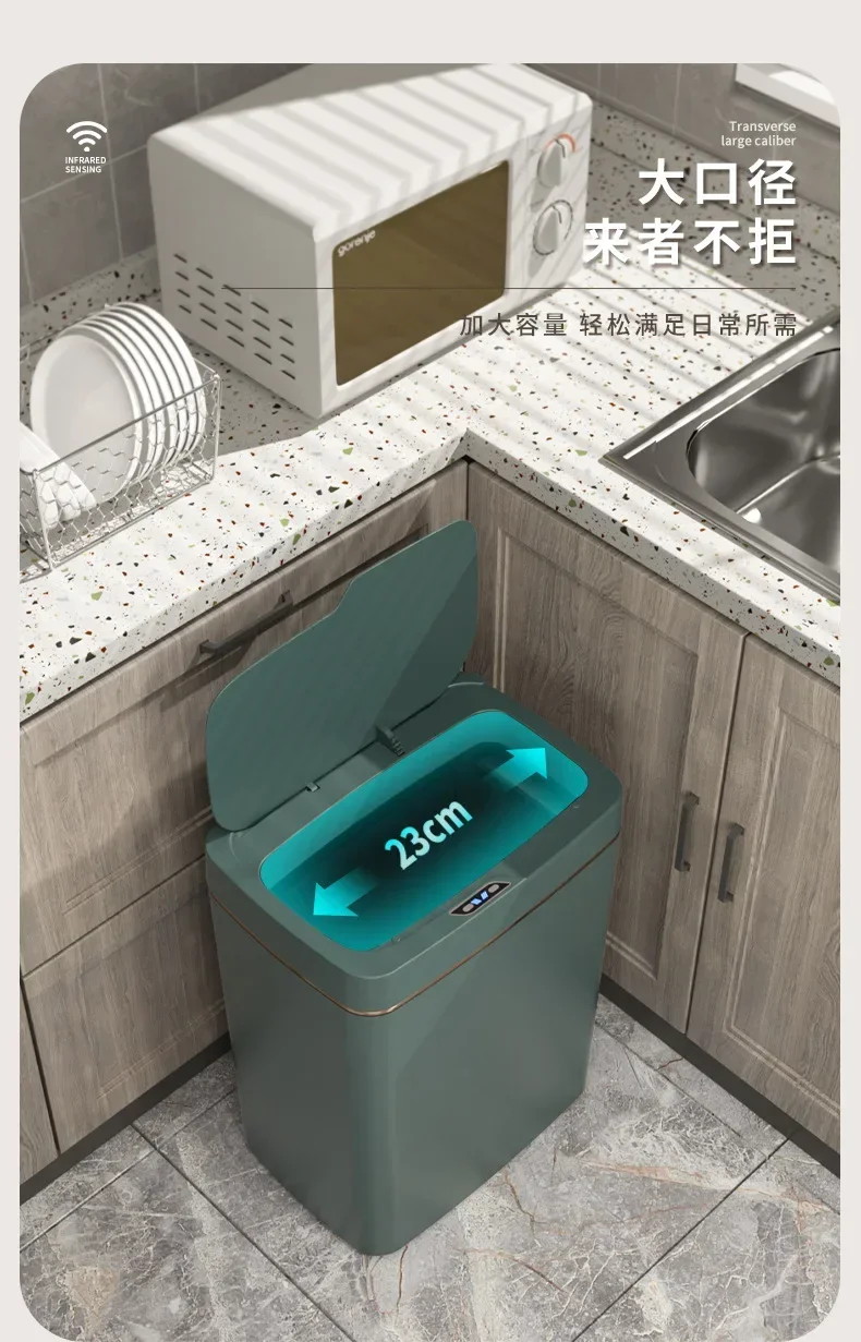 Smart Trash Bin Large Capacity Auto-sensor Bathroom 18L Waste Bin Kitchen Seam with Lid Rubbish 15L Smart Trash Can Storage
Smart Trash Bin Large Capacity Auto-sensor Bathroom 18L Waste Bin Kitchen Seam with Lid Rubbish 15L Smart Trash Can Storage