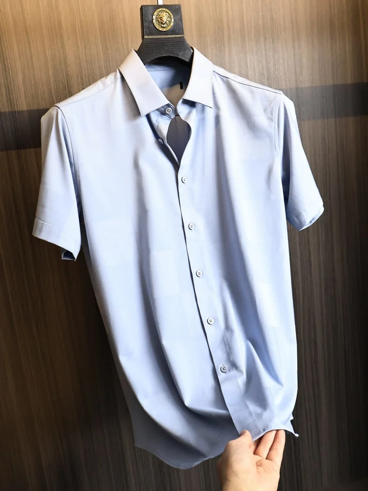 High Density Soft Elastic Summer Men's Short Sleeve Shirt Business Casual Flip Collar Embroidered Pattern Breathable Fashionable
High Density Soft Elastic Summer Men's Short Sleeve Shirt Business Casual Flip Collar Embroidered Pattern Breathable Fashionable