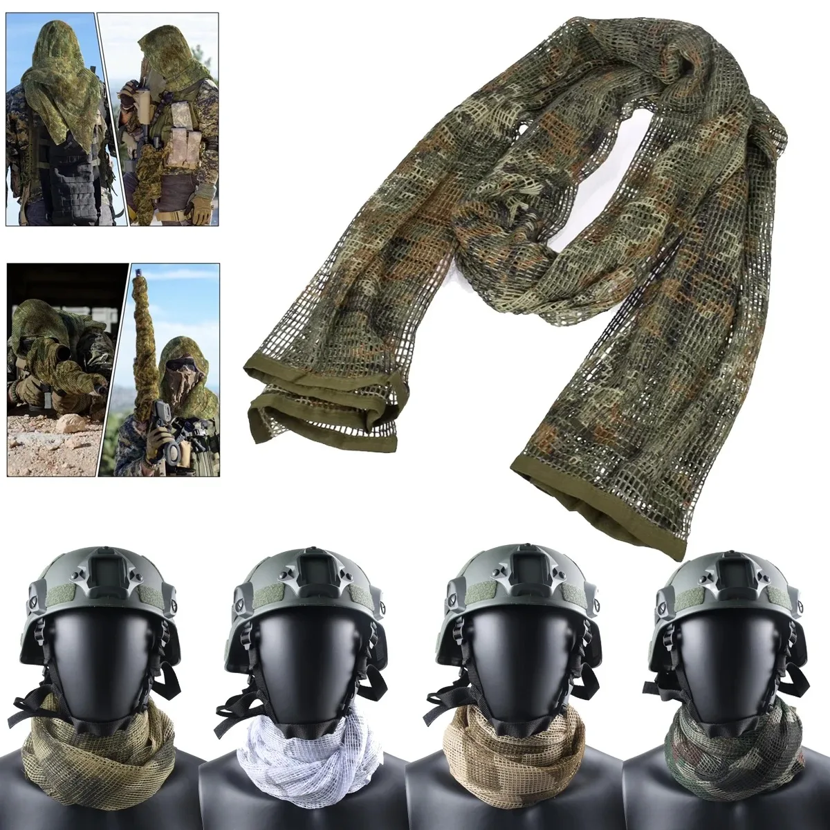 Тактический сетчатый камуфляжный шарф, камуфляжная сетка, охотничий спортивный шарф для стрельбы, дикой фотографии, снайперский камуфляжный сетчатый походный шарф
Тактический сетчатый камуфляжный шарф, камуфляжная сетка, охотничий спортивный шарф для стрельбы, дикой фотографии, снайперский камуфляжный сетчатый походный шарф