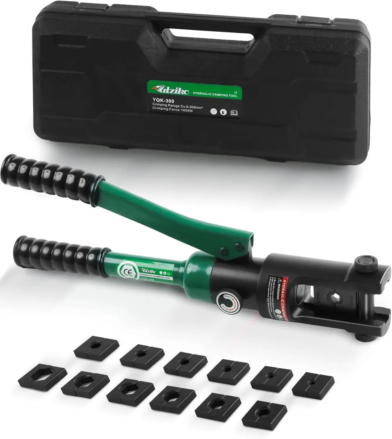 16 Ton Hydraulic Wire Crimper with 13 US Dies, Crimps 6 AWG to 600 MCM, Portable Tool
16 Ton Hydraulic Wire Crimper with 13 US Dies, Crimps 6 AWG to 600 MCM, Portable Tool