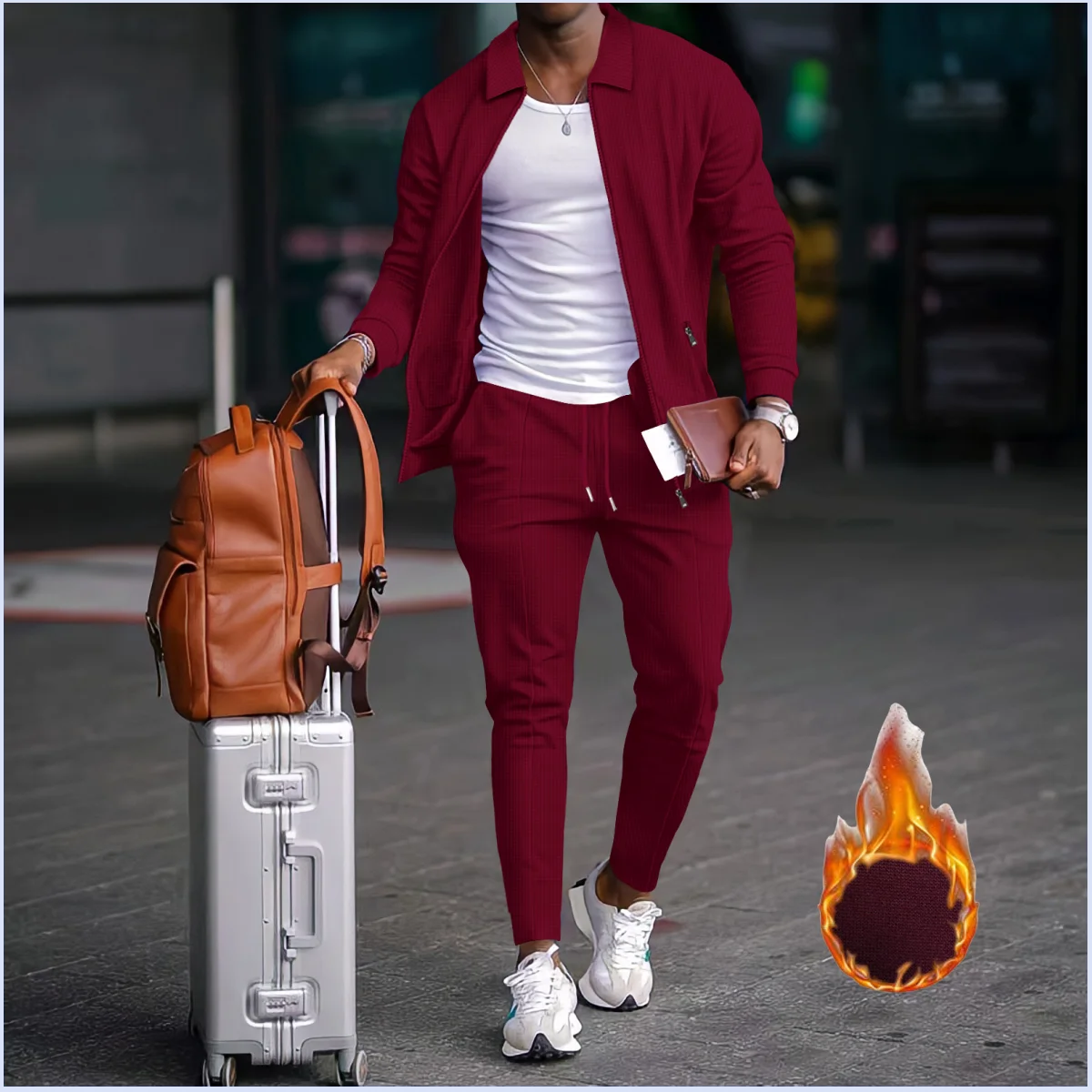 Men's Streetwear Textured Casual Set, Solid Color Lapel Cardigan + Cuffed Sweatpants Two-Piece Outfit
Men's Streetwear Textured Casual Set, Solid Color Lapel Cardigan + Cuffed Sweatpants Two-Piece Outfit