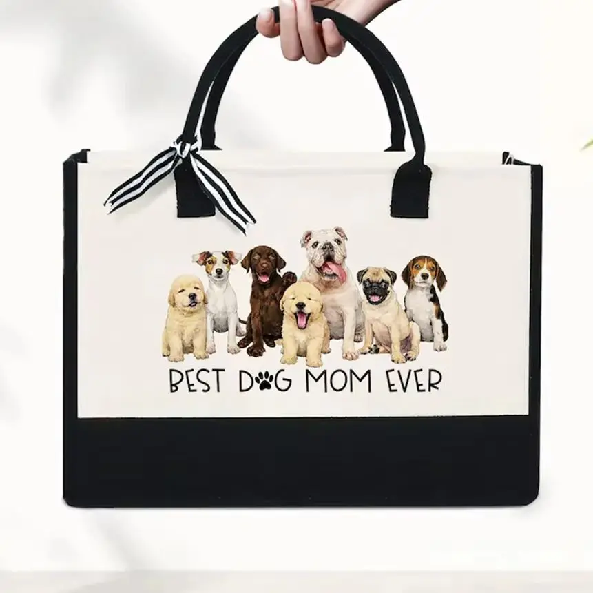 Custom Tote Bag For Dog Lover Double Pet Portrait Canvas Two Tone Black Personalized Name Large Capacity With Webbing Handle
Custom Tote Bag For Dog Lover Double Pet Portrait Canvas Two Tone Black Personalized Name Large Capacity With Webbing Handle