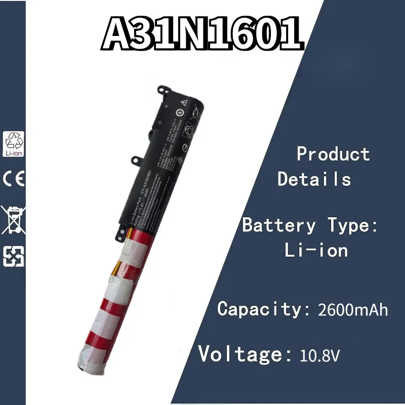 10.8V 2600mAh A31N1601 Laptop Battery For Asus X541 X541U X541S X541UA X541SA X541UV X541SC R541UJ R541UA F541UA A31LP4Q
10.8V 2600mAh A31N1601 Laptop Battery For Asus X541 X541U X541S X541UA X541SA X541UV X541SC R541UJ R541UA F541UA A31LP4Q