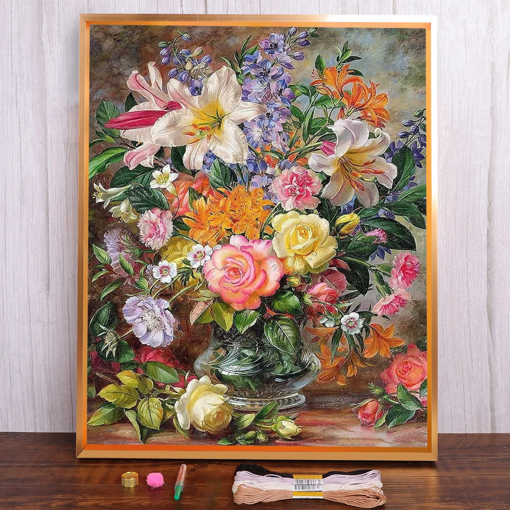 Flower Rose Lily Pre-Printed Cross Stitch Kit DIY Embroidery Sewing Needlework Handiwork Knitting Package Wholesale Home Decor
Flower Rose Lily Pre-Printed Cross Stitch Kit DIY Embroidery Sewing Needlework Handiwork Knitting Package Wholesale Home Decor