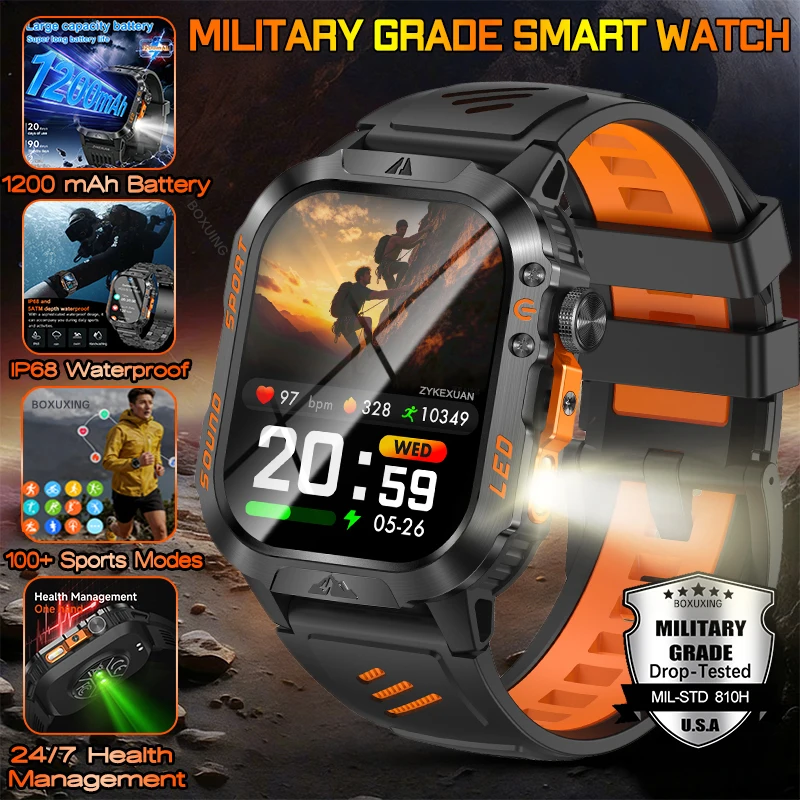 New 1200 mAh Battery Military Smartwatch Men 5ATM Waterproof Health Heart Rate AMOLED Screen Sports Smart Watch For Android iOS
New 1200 mAh Battery Military Smartwatch Men 5ATM Waterproof Health Heart Rate AMOLED Screen Sports Smart Watch For Android iOS
